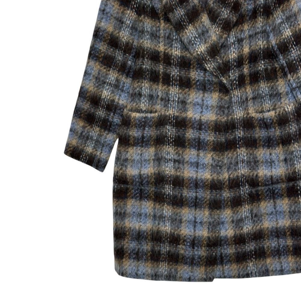 Banana Republic Italian Plaid Blue Brown Wool Blend Topcoat | L - Picture 6 of 10